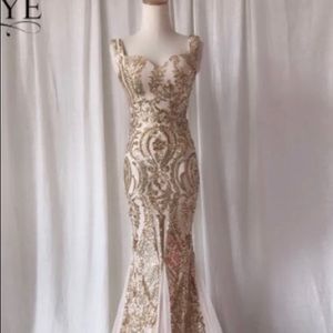 Gold Sequin Prom Dress